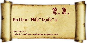 Malter Mátyás névjegykártya